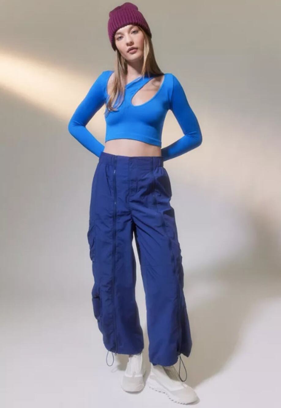 NWT Urban Outfitters Out From Under Heat Lightning Cut Out Seamless Top Blue